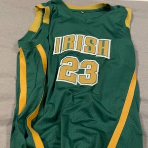 A medium green Lebron James high school jersey
